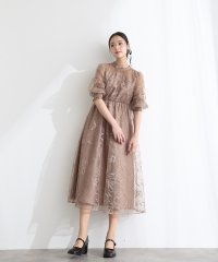 PourVous/プールヴー PourVous ラメエンブロイダリーシアー素材スタンドカラーパーティードレスお呼ばれ袖あり&ミモレ丈同窓会成人式フォーマルオケージョンドレス結婚式/508358192