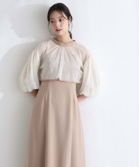 PourVous/プールヴー PourVous 結婚式二次会パーティードレスミモレ丈と袖ありボリュームスリーブパール付きチュールボレロキャミワンピースセレモニーフォーマルオケージ/508358194
