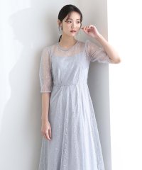 PourVous/プールヴー PourVous 結婚式二次会パーティードレスラメレースバックダブルリボン2点セットAラインロング&七分袖セレモニーフォーマルオケージョンドレス同窓/508358195