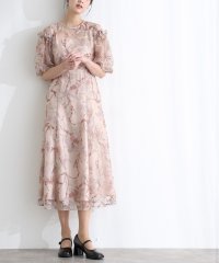 PourVous/プールヴー PourVous 結婚式二次会パーティードレスパフスリーブエンブロイダリーロングフレア袖あり&ロング大きいサイズ同窓会成人式オケージョンドレスフォー/508358196