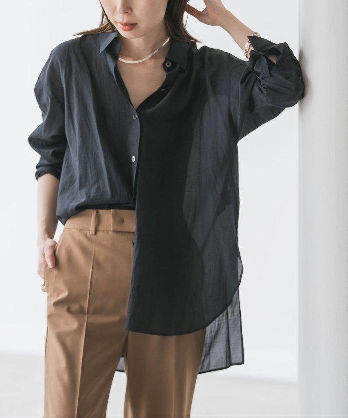 Noble【洗える】シルキーコットンプレーンシャツ セール 30%OFF】【洗える】シルキーコットンプレーンシャツ