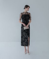 Leja/レジャ Leja ドットチュールフラワースパンコールIラインドレスワンピース美脚効果結婚式 パーティードレス 成人式 二次会 同窓会 お呼ばれ オケージョン 2/508358257