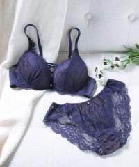 Mon cher pigeon*/モンシェルピジョン Mon cher pigeon* A～Fカップ【2点セット】ナチュールブーケ ブラジャー ショーツ セット レースアップ 総レース 大きいサ/505243603