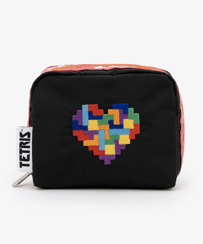■LeSportsac■SQUARE COSMETICテトリスハートエンブロイダリー SQUARE COSMETICテトリスハートエンブロイダリースクエア