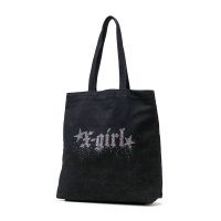 X-girl/エックスガール X－girl トートバッグ レディース A4 B4 大きめ バッグ 軽量 軽い 縦型 通学 デニム ラインストーン RHINESTONE STA/508359128