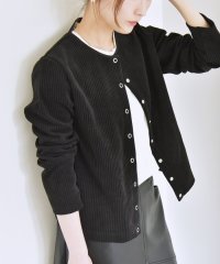 quaranciel/《予約》quaranciel:〈洗濯機可能〉ポリエステル ベロア リブ クルーネック コンパクト スナップ カーディガン/508360656