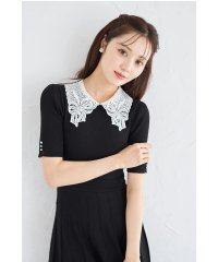 tocco closet/トッコクローゼット tocco closet 2WAYレース襟付きビジュー装飾プリーツニットワンピース/508360713