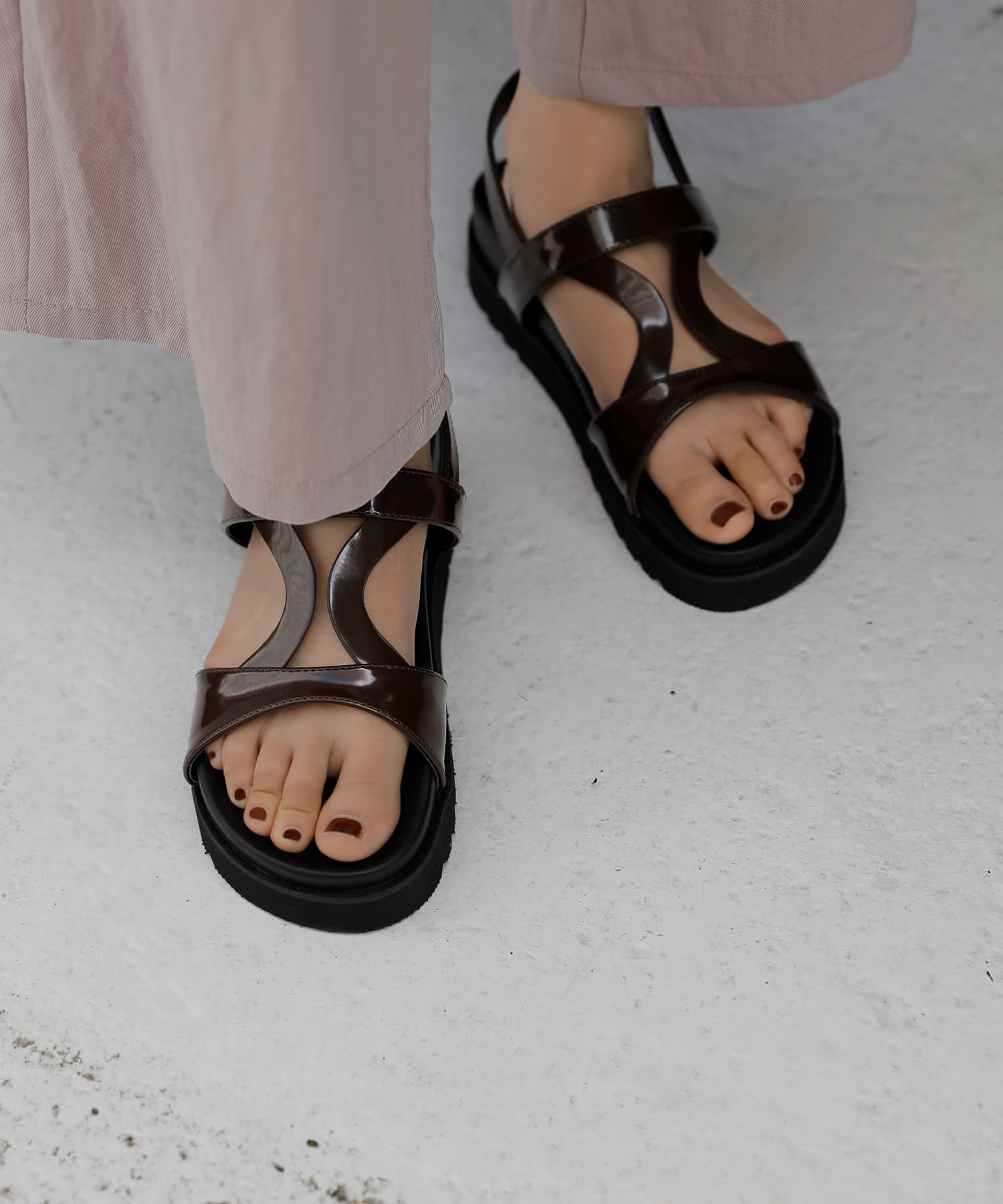 スタイルデリ　ステッチソールフットベッドサンダル　Mサイズ　ブラック　美品 ステッチソールフットベッドサンダル | おしゃれな大人