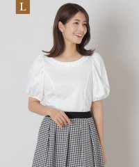 TO BE CHIC(L SIZE)/【L】タックリボン＆ビジューネック カットソー/508343782