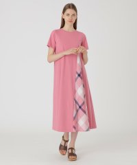 BLUE LABEL CRESTBRIDGE/ピマコットンプレーティング天竺パーシャルチェックドレス/508344035