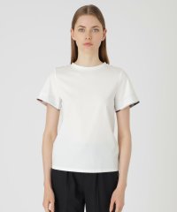 BLUE LABEL CRESTBRIDGE/ピマコットンプレーティング天竺袖口チェックTシャツ/508344041