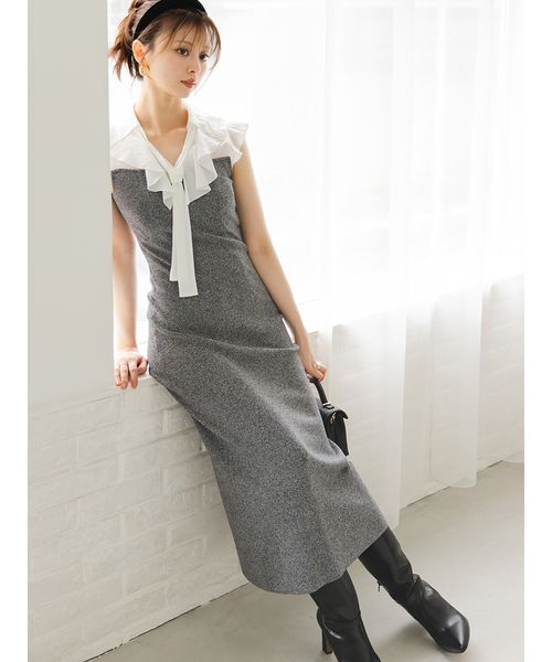 【新品タグ付き】snidel ベルテッドミドルレングスタイトスカート　グレー ベルテッドミドルレングスタイトスカート（膝丈/ミディ丈