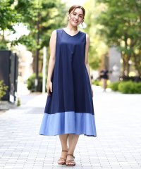 eur3/【大きいサイズ】バイカラーノースリーブワンピース/508361603
