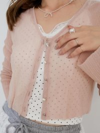 MAJESTIC LEGON/マジェスティックレゴン MAJESTIC LEGON キラキラボタンシアーカーディガン/508362585