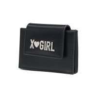X-girl/エックスガール X－girl カードケース 薄型 じゃばら レディース スリム パスケース カード入れ ミニ財布 軽量 ICカード 通学 Y2K RHINEST/508363019