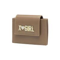 X-girl/エックスガール X－girl カードケース 薄型 じゃばら レディース スリム パスケース カード入れ ミニ財布 軽量 ICカード 通学 Y2K RHINEST/508363019