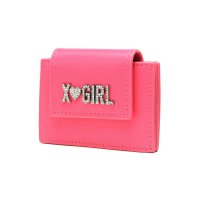 X-girl/エックスガール X－girl カードケース 薄型 じゃばら レディース スリム パスケース カード入れ ミニ財布 軽量 ICカード 通学 Y2K RHINEST/508363019
