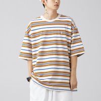 At Marvelous/アットマーベラス At Marvelous Tシャツ 半袖 ボーダー ビッグシルエット メンズ ユニセックス 夏 韓国ファッション ストリート レトロ カジュア/508363206