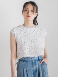 Droite Lautreamont/ドロワット ロートレアモン Droite lautreamont コットンレースベスト≪手洗い可能≫/508364010