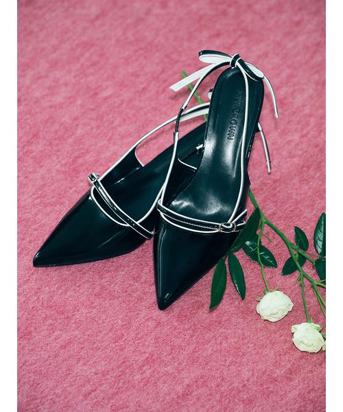 LILY BROWN 黒 スリングバックリボンパンプス　美品 リリーブラウン LILY BROWN スリングバッグリボンパンプス （BLK
