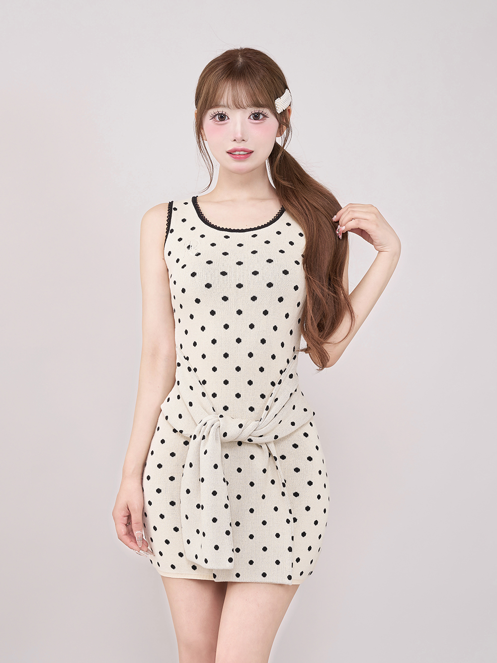 Darich ダーリッチ ウエストマークドットニットミニワンピース ダーリッチ Darich ウエストマークドットニットミニワンピース