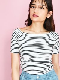QUEENS COURT/クイーンズコート QUEENS COURT オフショルボーダーリブトップス≪手洗い可能≫/508365088