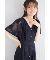 tocco closet/トッコクローゼット tocco closet ウエストリボン付きパール装飾シアーフラワージャガードワンピース/508367130