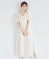 tocco closet/トッコクローゼット tocco closet ウエストリボン付きパール装飾シアーフラワージャガードワンピース/508367130