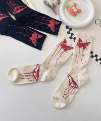 aimoha/アイモハ aimoha 【MOSOX】ペイントバタフライモチーフリブクルーソックス/508367711