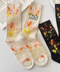 aimoha/アイモハ aimoha 【MOSOX】YESペイントスプラッシュデザインリブクルーソックス/508367713