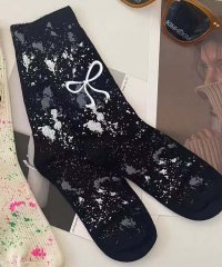 aimoha/アイモハ aimoha 【MOSOX】細リボン×ペイントスプラッシュリブクルーソックス/508367714