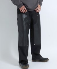 salong hameu/サロンハミュー Salong hameu デニム フェイクレザー ダブルニー ワイドパンツ メンズ レディース/508367964