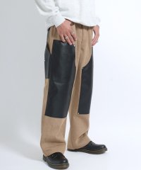 salong hameu/サロンハミュー Salong hameu デニム フェイクレザー ダブルニー ワイドパンツ メンズ レディース/508367964