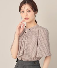 Couture Brooch/クチュール ブローチ Couture Brooch パール調タイチェックプリントブラウス/508369684