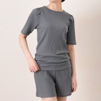 REAL STYLE/リアルスタイル REAL STYLE ルームウェア セットアップ レディース 夏 涼しい 半袖 ショートパンツ 可愛い 韓国 リブ トップス ボトムス 上下セッ/508369811