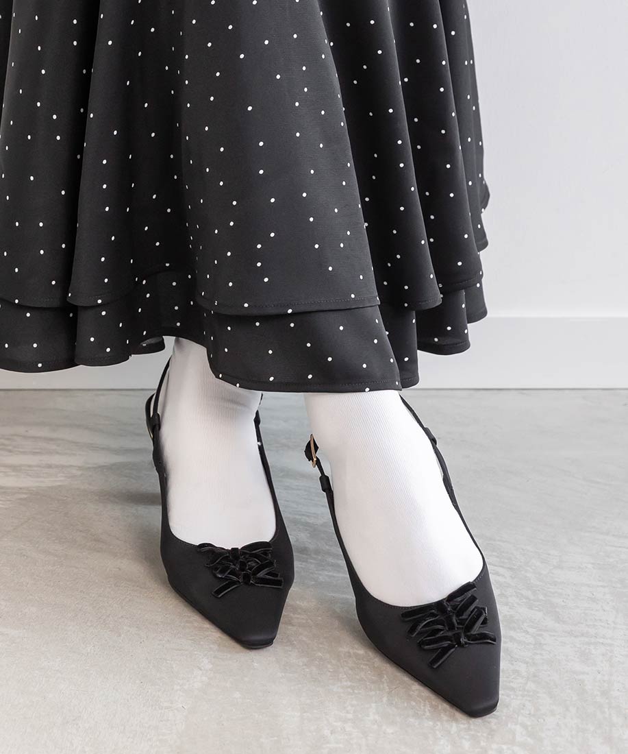 【美品】RANDA パンプス ランダ RANDA ミニリボンバックストラップパンプス(508369866