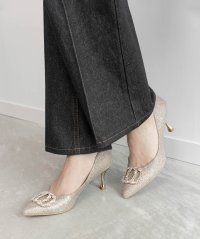 RANDA/ランダ RANDA ビジューバックルグリッターパンプス/508369870