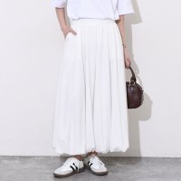 REAL STYLE/リアルスタイル REAL STYLE バルーンスカート レディース ロング丈 黒 白 フレア Aライン 韓国 ウエストゴム バレエコア かわいい 夏 薄手 裏地/508369887