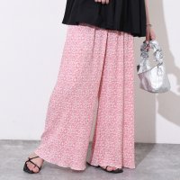 REAL STYLE/リアルスタイル REAL STYLE ワイドパンツ レディース きれいめ 夏 涼しい プリーツ 花柄 軽い ズボン ガウチョ ボトムス ウエストゴム ゆったり /508369889