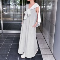 REAL STYLE/リアルスタイル REAL STYLE ワンピース レディース 夏 ロング マキシ ノースリーブ Vネック Aライン ポケット 鹿の子 レイヤード 重ね着 薄手 /508369896
