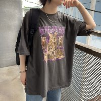 REAL STYLE/リアルスタイル REAL STYLE Tシャツ レディース 半袖 ゆったり 綿100％ コットン トップス カットソー 夏 大きいサイズ ビッグ プリント 猫 /508369900