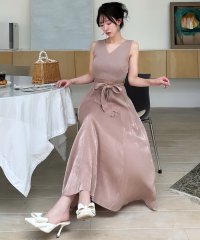 ROYAL PARTY/ロイヤルパーティー ROYAL PARTY ウエストリボン2way異素材ドッキングフレアワンピース/508372244