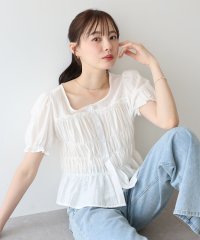 BLUEEAST/ブルーイースト BLUEEAST ギャザーペプラムシアーブラウス/508372472