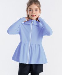 TeddyShop/テディショップ Teddyshop 【UVカット率 99.9%以上】キッズ水着 長袖フード付きハイネックジップアップペプラムラッシュガード/508372593