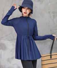 TeddyShop/テディショップ Teddyshop 【UVカット率 99.9%以上】レディース水着 長袖フード付きハイネックジップアップ体型カバーラッシュガード/508372595