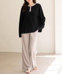 TeddyShop/テディショップ Teddyshop レディース 長袖ワッフル仕立てバイカラー配色ルームウェア 上下2点セット/508372598