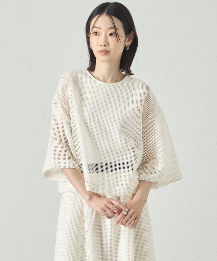tシャツ 「セットアップ対応/オンでもオフでも活躍」メッシュクロップドトップス レディース セットアップ対応/オンでもオフでも活躍】メッシュクロップド