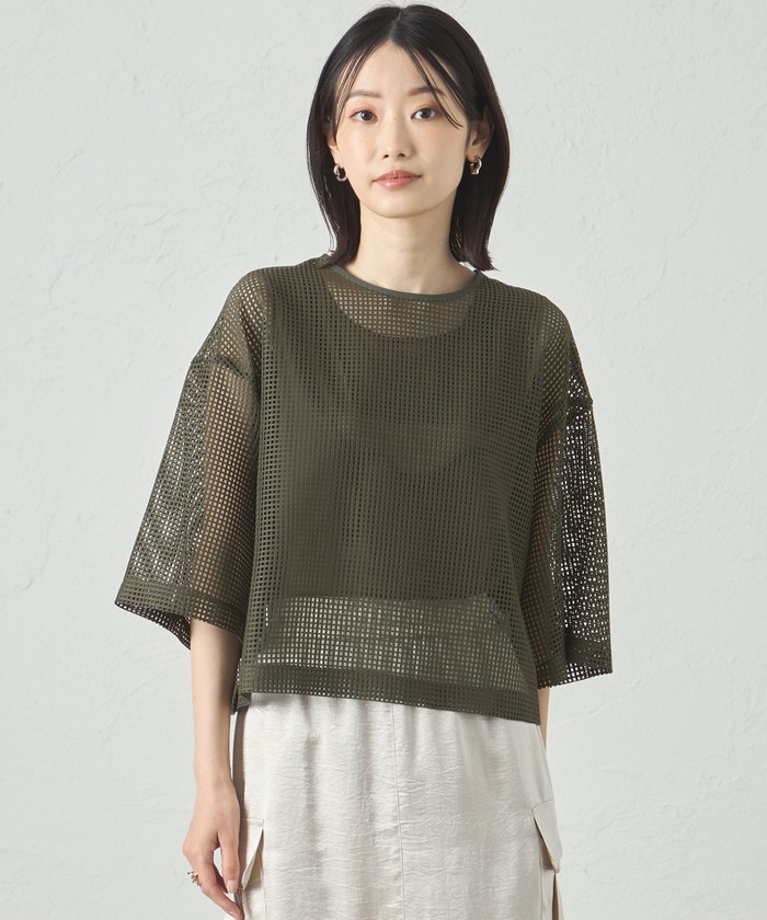 tシャツ 「セットアップ対応/オンでもオフでも活躍」メッシュクロップドトップス レディース セットアップ対応/オンでもオフでも活躍】メッシュクロップド