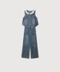 LA POMME petit/ラポミ プチ LA POMME petit Fringe Design Lace Deco Denim Set Up/508378009