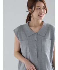 テチチ Te chichi 総針Wポケットスリーブレスポロニット